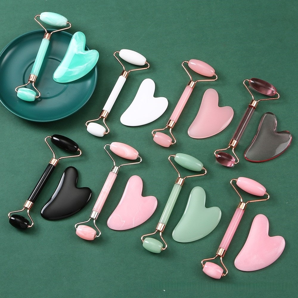 Jade roller and Gua-sha scraper for face sculpting