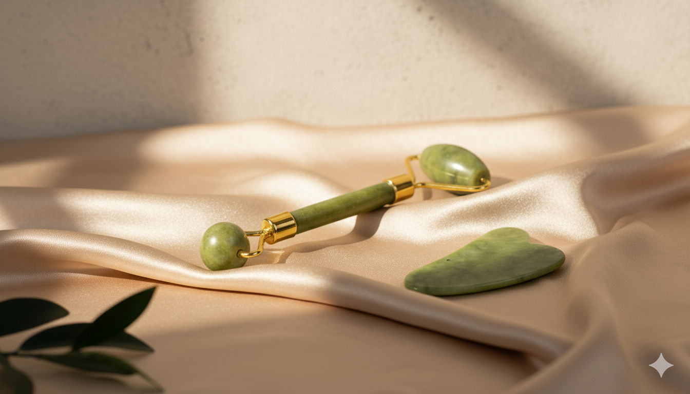 Jade roller and Gua-sha scraper for face sculpting